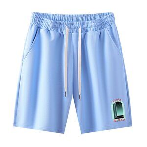 Casablanca Light Blue Graphic Print Drawstring Shorts